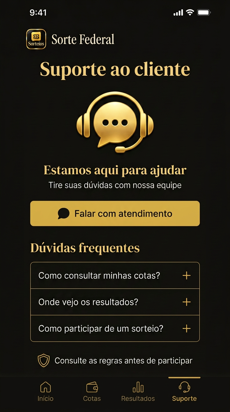 Prévia ilustrativa 4 do aplicativo Sorte Federal